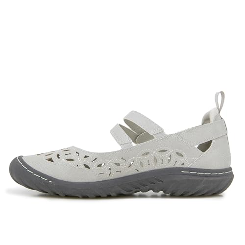 JBU by Jambu Women's Bellerose Encore Mary Jane Flat, Light Grey, 9