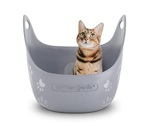 Litter Genie Cat Litter Box | Made with Flexible, Soft Plastic | Features High-Walls and Handles for Privacy and Portability