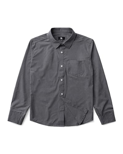 Joe & Bella Men's Adaptive Button-Down Shirt with Magnetic Buttons | Roomy Relaxed Fit with Lightweight Stretch Fabric, Heathered Grey, Large