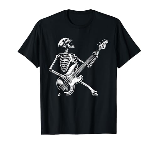 Electric Skeleton Bass Guitar Rock Legend Graphic T-Shirt