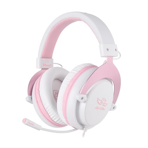 SADES MPOWER Stereo Gaming Headset for PS4, PC, Mobile, Noise Cancelling Over Ear Headphones with Retractable Flexible Mic & Soft Memory Earmuffs for Laptop Mac Games-Angel Edition Pink (Pink)
