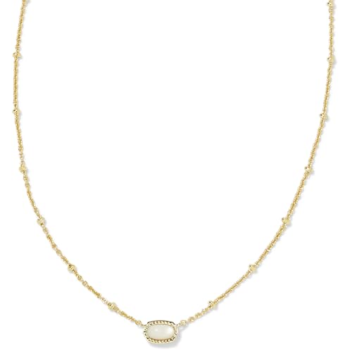 Kendra Scott Mini Elisa 14k Gold-Plated Satellite Short Pendant Necklace in Ivory Mother Of Pearl, Fashion Jewelry for Women