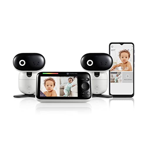 Motorola PIP1510 - Dual 5' Screen Camera & Video Baby Monitor W/App Connectivity, Two-Way Audio & 1000ft Range - Split Screen Viewing, Remote Pan-Tilt-Zoom, Room Temp, & Lullabies