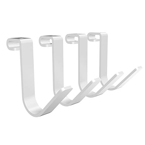 FLEXIMOUNTS 4-Pack Add-On Storage Rail Hook Accessory for Garage Ceiling Storage Rack and Wall Shelving, White