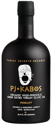 2024 Gold Award Winner, Very High Phenolic (600+mg/kg), USDA Organic Greek Extra Virgin Olive Oil, Robust Intensity, Kosher, Greece, Cold Extracted, 16.9 oz Bottle, PJ KABOS “Family Reserve Organic - Robust”