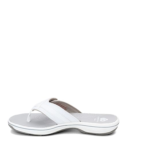 Clarks womens Breeze Sea Flip Flop, New White Synthetic, 8 US