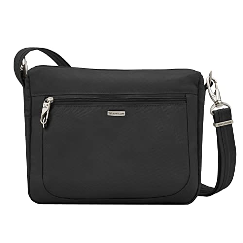 Travelon Anti-Theft-Class Small East/West Crossbody Bag, Black, 10.25 x 8 x 2.5