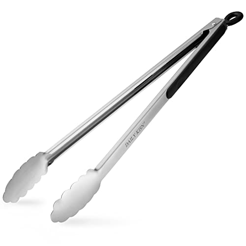 Grill Tongs, 17 Inch Extra Long BBQ Tongs, Premium Stainless Steel Metal Tongs for Cooking, Grilling, Barbecue/BBQ, Buffet (17', 1PC)