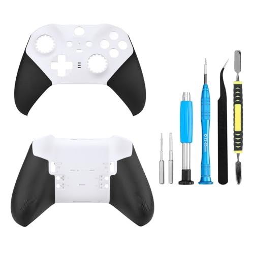 Front Back Housing Shell Faceplate Cover Replacement Repair Kit for Xbox One Elite Series 2 Controller（White）