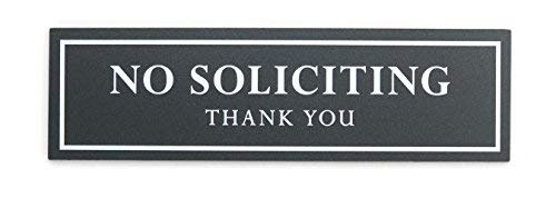 Kubik Letters Original No Soliciting Sign for House, Home, Front Door, Business (with Strong Adhesive Tape) - Grey 200 mil