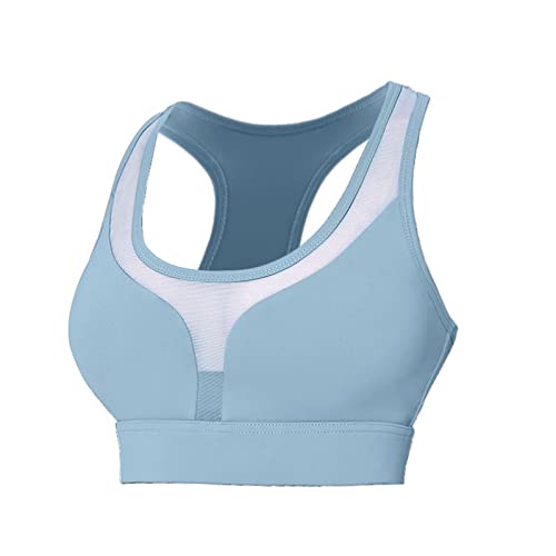 Best Buy Womens High Impact Longline Sports Bras Wireless Seamless Padded Yoga Tanks Tops Workout Gym Activewear Bra Front Closure Bra Blue M