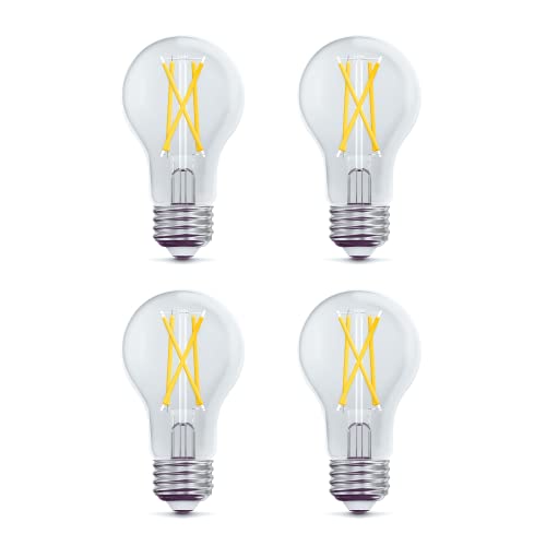 Feit Electric LED Clear A19 Medium Base Light Bulb - 60W Equivalent - 15 Year Life - 810 Lumen - 2700K Soft White - Dimmable | 4-Pack