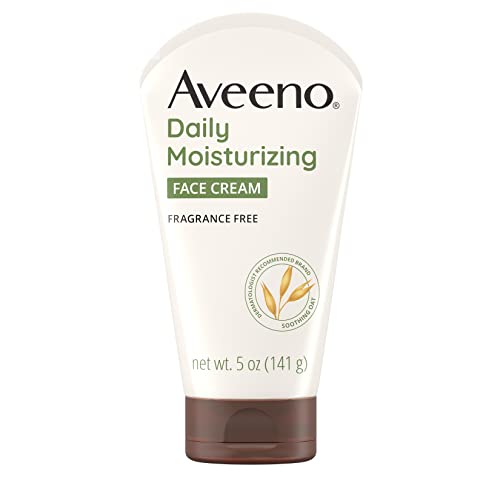 Aveeno Daily Moisturizing Fragrance-Free Prebiotic Oat Face/Facial Cream Clinically Proven to Moisturize Dry Skin for 24 Hours, Paraben-, Fragrance- & Dye-Free, 5 oz