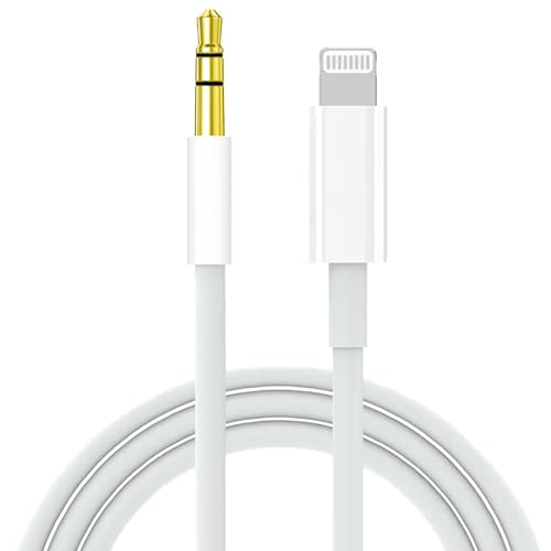 Aux Cord for iPhone,[Apple MFi Certified] Lightning to 3.5 mm AUX Cable for Car Stereo, Speaker, Headphone, Auxiliary Audio Cable Compatible with iPhone 14 13 12 11 XS XR X 8 7 3.3FT White