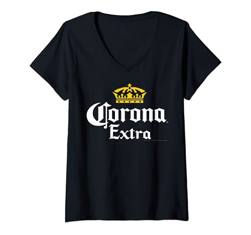 Womens Officially Licensed Corona Gold Crown Graphic V-Neck T-Shirt