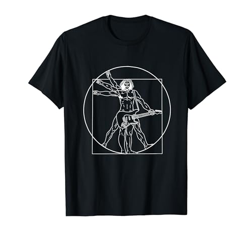 Guitar Shirt Da Vinci Vitruvian Man Guitar Player Musicians T-Shirt