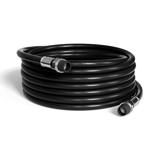 THE CIMPLE CO 50' Feet, Black RG6 Coaxial Cable with Rubber booted - Weather Proof Indoor/Outdoor Rated Connectors, F81 / RF, Digital Coax for CATV, Antenna, Internet, Satellite, and More