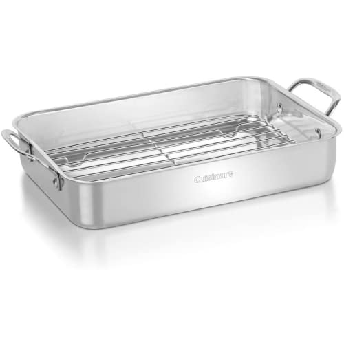 Cuisinart 7117-14RR 14-Inch Chef's-Classic Cookware-Collection, Lasagna Pan w/Stainless Roasting Rack, Stainless Steel