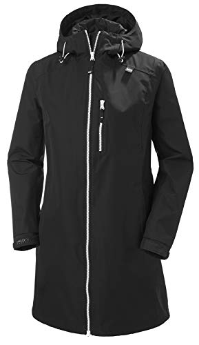 Helly-Hansen womens Belfast Waterproof Windproof Breathable Raincoat With Hood Long Rain Jacket, Black, Large US