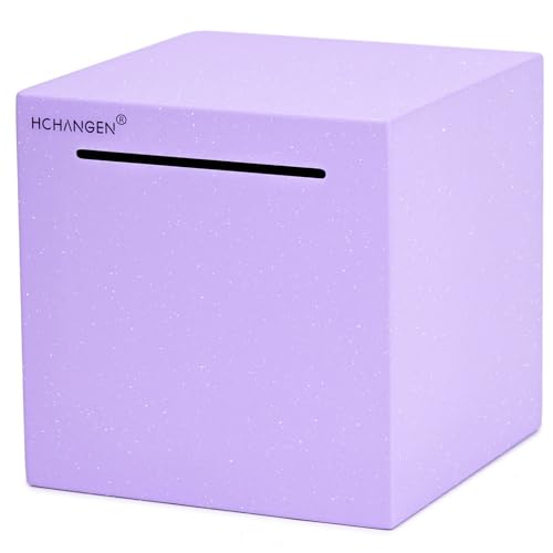 HCHANGEN Piggy Bank for Adults Must Break to Open Unbreakable Piggy Bank Made of Stainless Steel, Indestructible Money Savings Bank for Cash (Purple, 4.72inches)