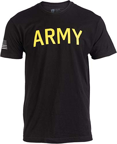 Army PT Style Shirt | U.S. Military Physical Training Infantry Workout T-Shirt-(BlackCot,L)