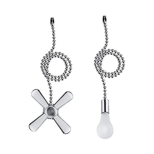 Ceiling Fan Pull Chain, 2pcs 3mm Diameter Beaded Ball , 13.6 Inches Fan Pulls Set with Connector（Nickel ）