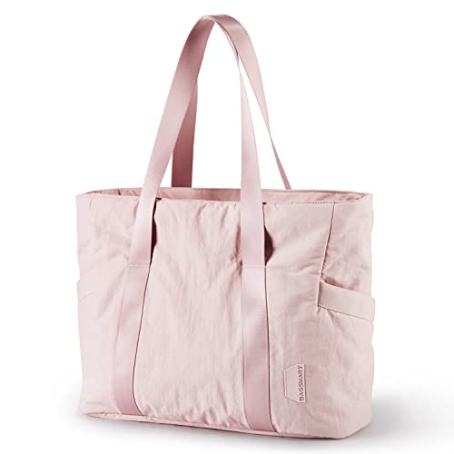 BAGSMART Women Tote Bag with Zipper Gym Bag Laptop Shoulder Handbag Nurse Yoga Bag with Yoga Mat Buckle for Sports,Work