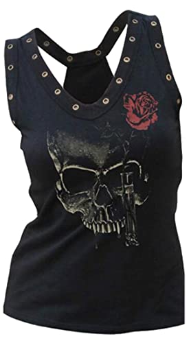 Fensajomon Skull Shirts for Women Tank Tops Sleeveless Workout Summer Printed Loose Running T-Shirt 2 XXL