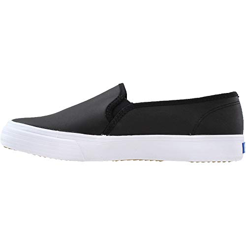 Keds Women's Double Decker Slip on Sneaker, Black Leather, 6.5 Medium