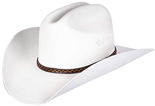 Queue Essentials Western Style Pinch Front Straw Canvas Cowboy Cowgirl Straw Hat (Canvas White, LXL)