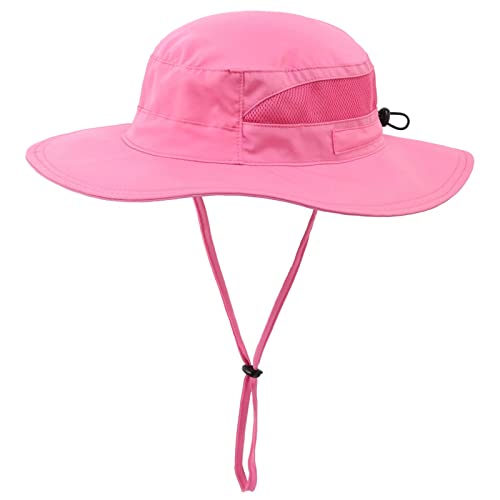 Connectyle Kids Wide Brim Sun Hat for Beach Quick Dry Bucket Safari Hats for Summer M Hot Pink