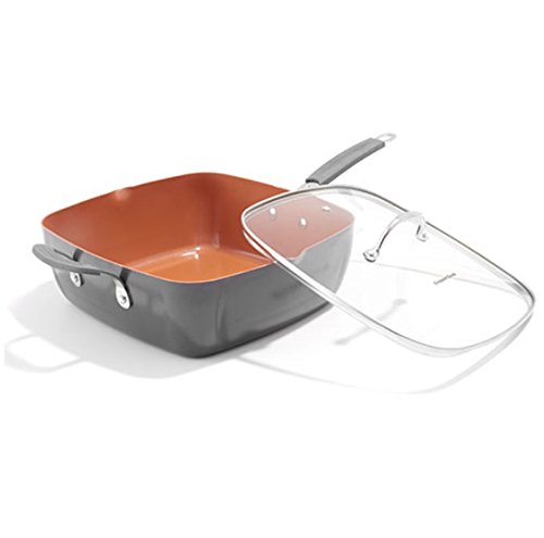 Tekno Square Pan with Glass Lid, One Size, Multicolor
