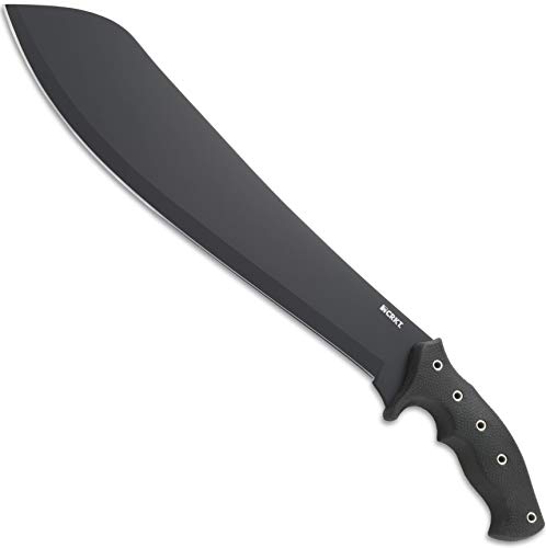 CRKT Halfachance Fixed Blade Parang Machete: 18 Inch Black Powder Coated Carbon Steel Parang Style Blade with Nylon Sheath for Survival, Hunting & Camping K920KKP