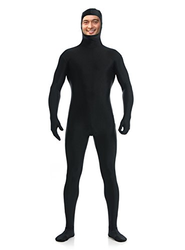 DreamHigh Men's Women's Spandex Full Body Costume Zentai Suit-Open Face Black L