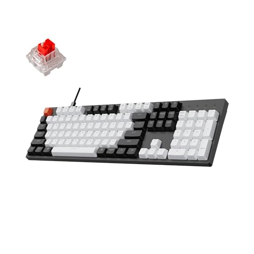 Keychron C2 Full Size 104 Keys Wired Mechanical Gaming Keyboard for Mac Layout K Pro Red Switch/White LED Backlight/Double Shot ABS Keycaps/USB C Computer Keyboard for Windows Laptop