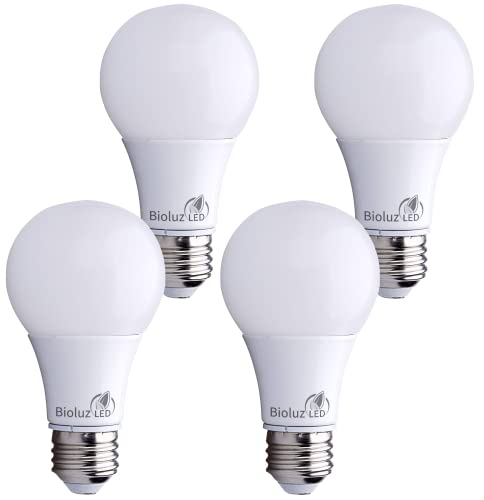 Bioluz LED 100W Dimmable LED Light Bulbs, Soft White 3000K, A19 LED Light Bulb 1500 Lumen - 4 Pack