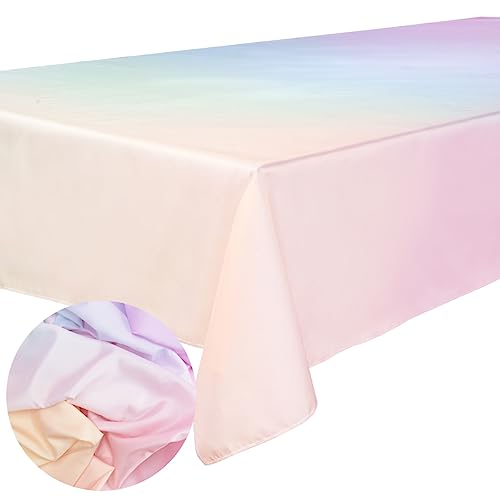 xo, Fetti Pastel Gradient Washable Tablecloth - 9 ft. | Birthday Party Decorations, Bachelorette Party Supplies, Rainbow Baby Shower, Pastel Preppy, Tableware