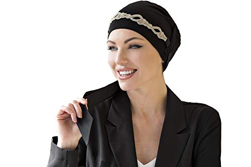 Masumi Cancer Hats for Women | Bamboo Chemo Headwear | Head Coverings | Turbans Headwraps Caps | Wraps Scarves Hair Loss Yanna (Black Diamond Plait)