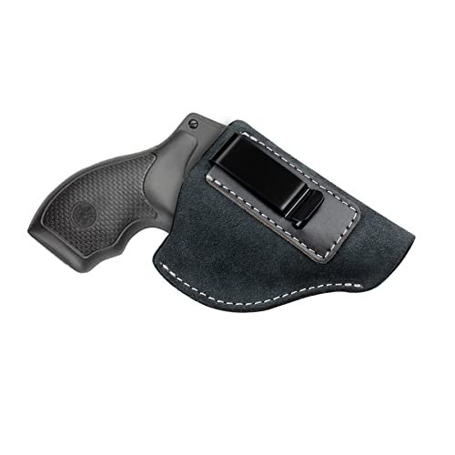 Kosibate IWB Leather Holster, Fits Most J Frame Revolvers - Ruger SP101 LCR/Smith and Wesson Bodyguard/Taurus 50 85 / Charter Arms & Most .38 Special Type Holsters …, black