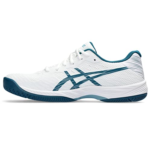 ASICS Men's Gel-Game 9 Tennis Shoes, 10, White/RESTFUL Teal