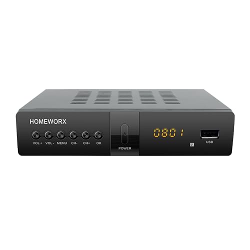 2024 Version Digital TV Converter Box, ATSC Digital Converter Box with TV Tuner, TV Recording, USB Multimedia Function, 1080P HDMI Output, Metal Case, Clear QAM, by Mediasonic HomeWorx (HW250STB)