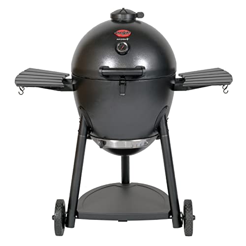 Char-Griller AKORN Kamado Charcoal Grill and Smoker with Cast Iron Grates, Warming Rack and Locking Lid with 445 Cooking Square Inches in Graphite, Model E16620