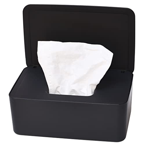 Diaper Wipes Dispenser, Tissue Storage Box Case, Wet Wipe Dispenser Holder with Lid for Home, Office, Cars (Black)