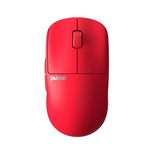 Pulsar Gaming Gears X2V2 Mini Wireless Gaming Mouse, Limited Color Edition, Ultra Lightweight 1.80 oz (51 g), Symmetrical, Optical Switch, 26000 DPI, PAW3395 Sensor (Mini, Wireless, Red)