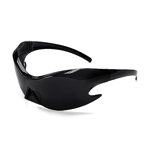 FEISEDY Futuristic Sunglasses, Fashion Alien Y2K Wrap Around for Women Men B4135