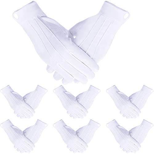 SATINIOR 10 Pairs White Cotton Marching Gloves Formal Tuxedo Guard Parade Gloves