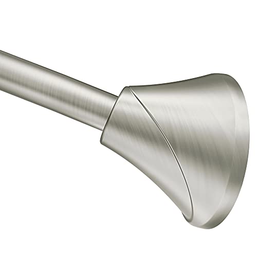 Moen Brushed Nickel 5-Foot Adjustable Tension Single Curved Shower Curtain Rod for Bathroom Shower, CSR2172BN