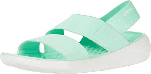 Crocs Women's LiteRide Stretch, Beach Sandals, Neo Mint/Almost White, 9