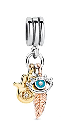 LaBenie Hamsa Palm, All-seeing Eye & Feather Spirituality Dangle Charm