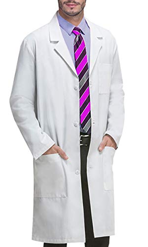VOGRYE Professional Lab Coat for Men Women Long Sleeve, White, Unisex L